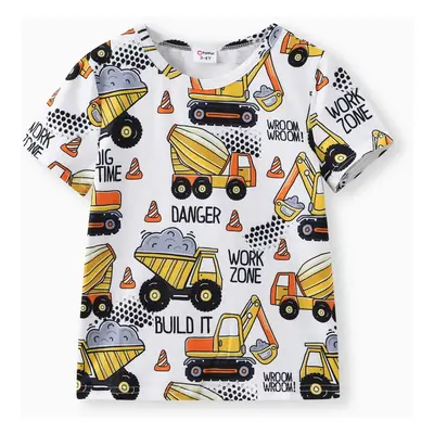 Toddler Boy Vehicle Print Colorblock Short-sleeve Tee