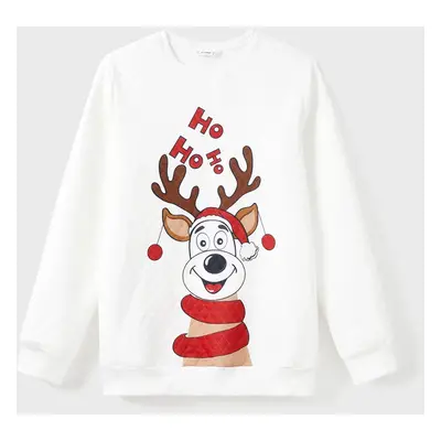 Christmas Family Matching Reindeer Print Long-sleeve Tops