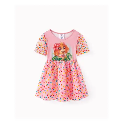 PAW Patrol Toddler Girl Polka dots Cotton Mesh Splice Short-sleeve Fairy Dress