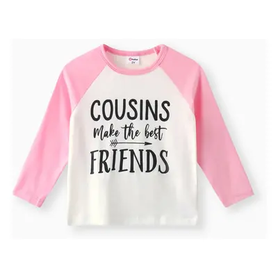 Toddler Boy/Girl Letters Print Colorblock Long-sleeve Tee