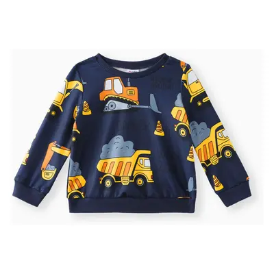 Toddler Boy Vehicle Excavator Print Pullover Sweatshirt