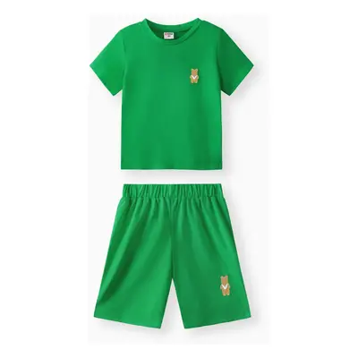 Toddler Boy 2pcs Casual Solid Tee and Shorts Set