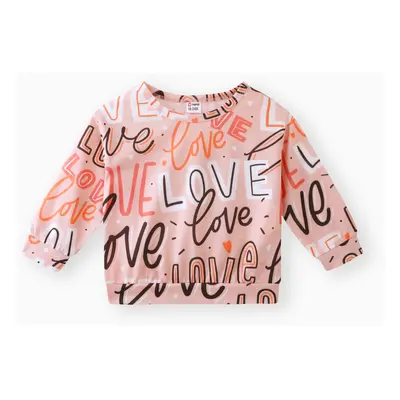 Toddler Girl Pink Sweatshirt with ' Love' Letters