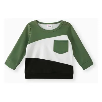 Baby Boy Colorblock Spliced Long-sleeve Pullover Sweatshirt