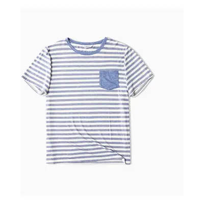 Family Matching Sets Short-sleeve T-shirts or Blue Striped V Neck Drop Shoulder Button Up Belted