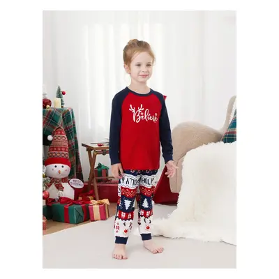 Christmas Family Pajamas Sets Glow in the Dark Believe Magic Raglan Sleeves Top Allover Pattern 