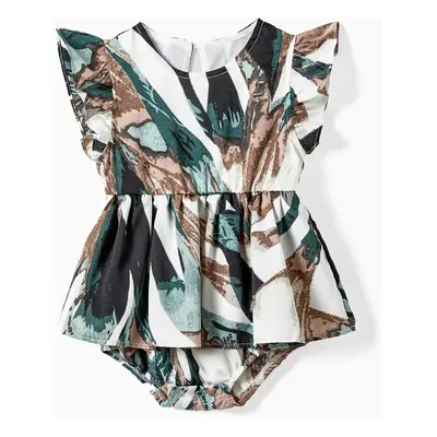 Family Matching Colorblock T-Shirt and Tank Top Spliced Floral A-Line Dress Sets