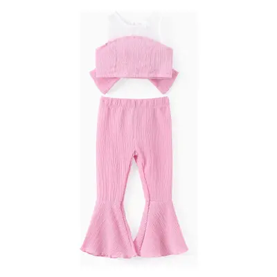 Toddler Girl 2pcs Tank Top and Solid Flared Pants Set