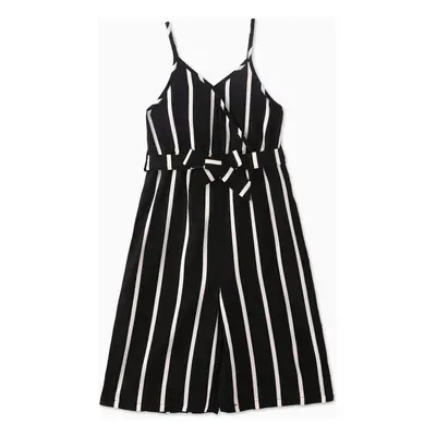 Kid Girl Stripe Surplice Neck Belted Cami Jumpsuits