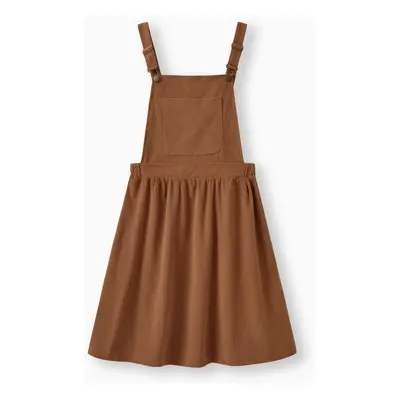 Family Matching Brown Corduroy Color block Sweatshirt or Adjustable Pinafore Dress