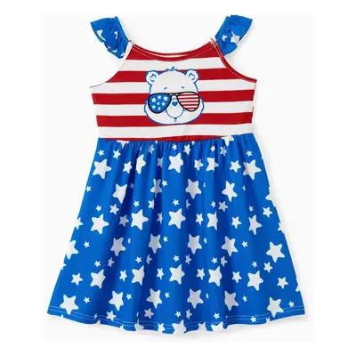 Care Bears Family Matching Independence Day Character Striped Print Tee/Sleeveless Dress