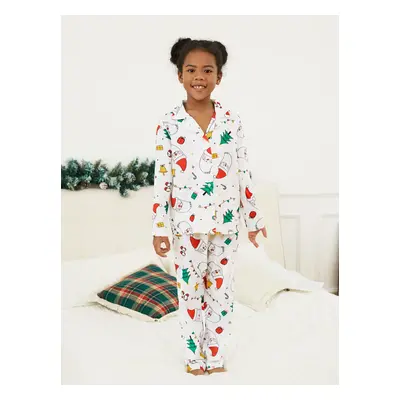 Christmas Family Matching Colorful Festival Theme Print Long Sleeve Pajamas Sets