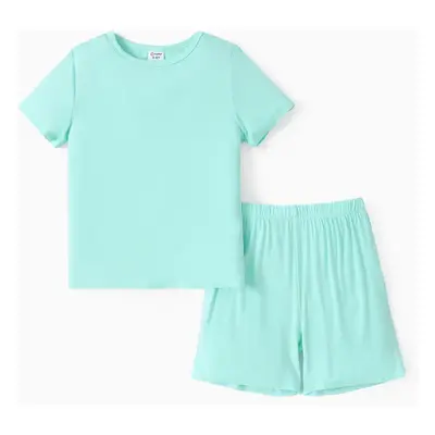 2pcs Kids Girl/Boy Solid Color T-shirt Set