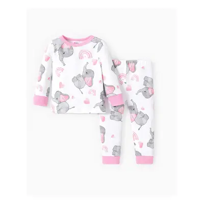 Baby/Toddler 2pcs Animal Print Snug Fit Pajamas Set