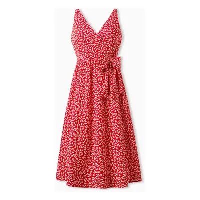 Mommy and Me Ditsy Floral V-Neck Concealed Button Bow Side Dress