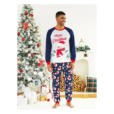 Christmas Snowman & Letter Print Family Matching Raglan-sleeve Pajamas Sets