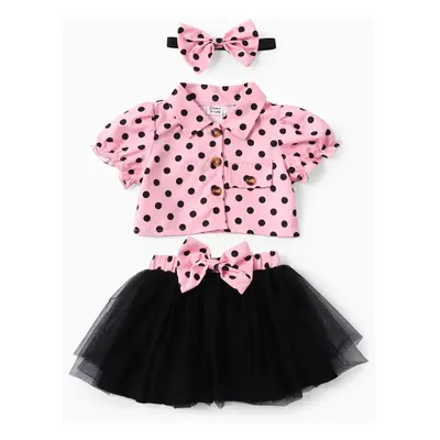 Sweet Polka Dot Ruffle Dress Set for Baby Girls