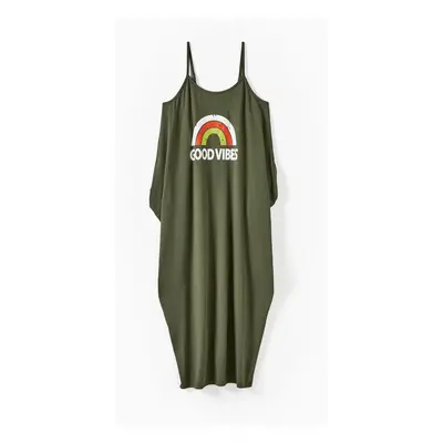 Mommy and Me Rainbow Graphic 'GOOD VIBES' Front Dress with Pockets