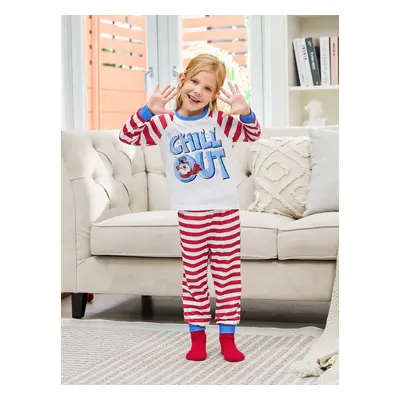 Frosty The Snowman Family Matching Christmas Striped Colorblock Long-sleeve Pajamas(flame resist