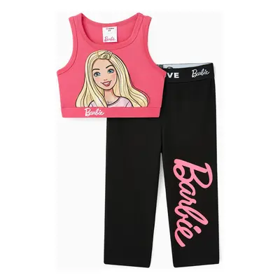 Barbie Toddler/Kid Girl 2pcs Character Print Cotton Sleeveless Tee and Leggings Set