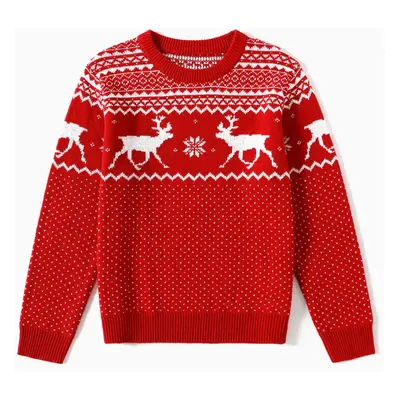 Christmas Family Matching Deer Graphic Long-sleeve Knitted Sweater