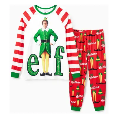 ELF Family Matching Christmas Character Striped Print Colorblock Pajamas Set (Flame Resistant)