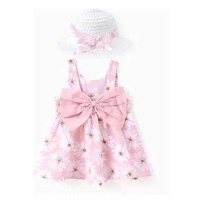 2pcs Baby Girl Little Daisy Bowknot Dress Set