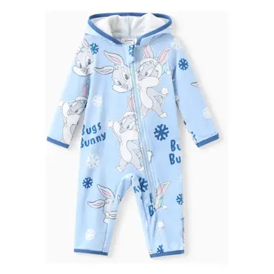 Looney Tunes Baby 1pc Character Pattern Zipper Long-sleeve Hooded Jumpsuit