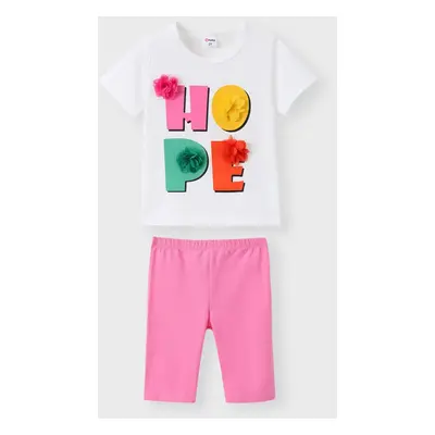 Toddler Girl 2pcs Letter Print Tee and Shorts Set