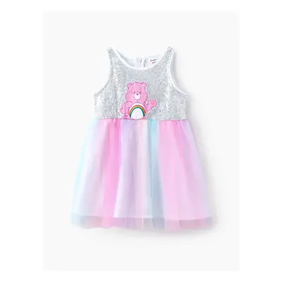 Care Bears Toddler/Kids Girls 1pc Character Print Sequin Mesh Sleeveless Dress