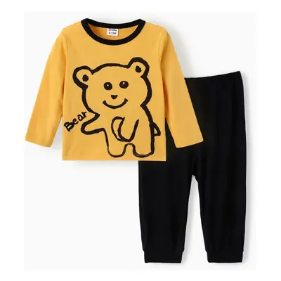 Baby Boy 2pcs Bear Style Long-sleeve Tee and Sweatpants Set