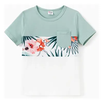 Family Matching Sets Floral Panel Tee or Shirred Back Button Up Strap Dress With Pockets