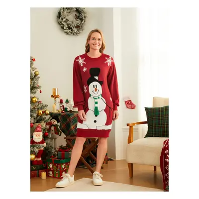 Christmas Family Matching Snowman Snowflake Pattern 3D Scarf Long Sleeves Sweater