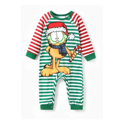 Garfield Family matching Christmas Colorblock Striped Pattern Pajama Set(Flame Resistant)