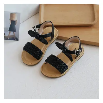 Toddler/Kid Casual Woven Leather Bow Design Buckler Sandals