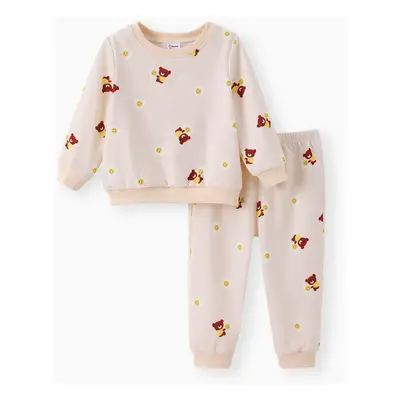 Baby Boy/Girl 2pcs Bear Print Sweatshirt and Pants Set