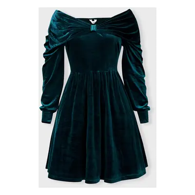 Dark Green Matching Family Outfits Bowknot Bardot Dress or Formal Shirt