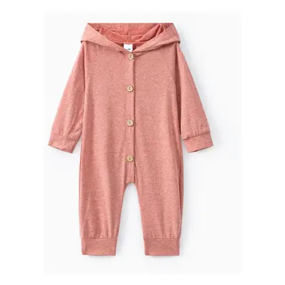 Baby Boy/Girl Solid Hooded Jumpsuit