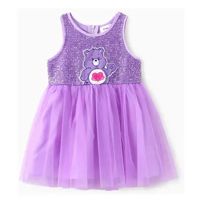 Care Bears Toddler/Kids Girls 1pc Character Print Sequin Mesh Sleeveless Dress