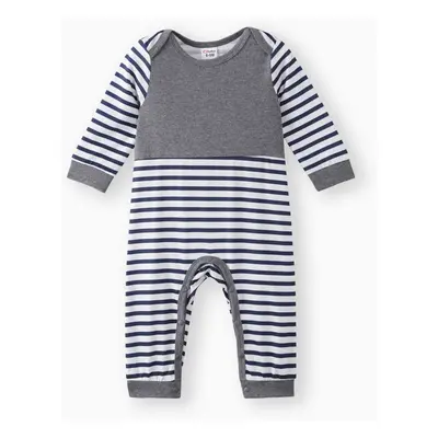 Baby Boy All Over Striped/Star Print Long-sleeve Jumpsuit