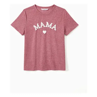 Mommy and Me Heart Pattern Cute Foam Printing Pink Tops