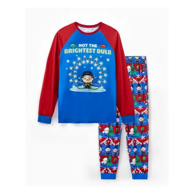 Christmas Vacation Family Matching Cartoon Character Image Elk Pattern Long-sleeve Pajamas Set (