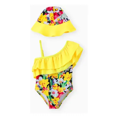 Sweet Tropical Ruffle Girl Swimsuit Set - 2pcs