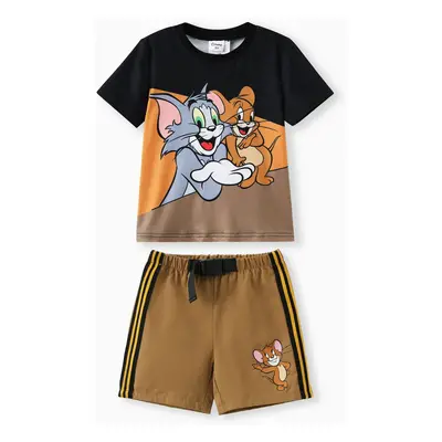 Tom and Jerry Toddler Boy 2pcs Character Print Tee with Cotton Shorts Set