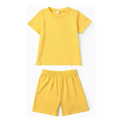 Toddler Boy/Girl 2pcs Cotton Solid Color Tee and Shorts Set