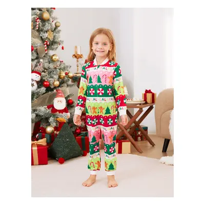 Family Christmas Pajamas Sets Vibrant Colorful Allover Pattern Onesies Matching PJ Sets