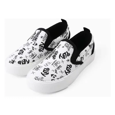 Toddler/Kid Unisex Casual Letter Graffiti Black/White Shoes