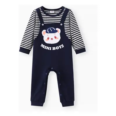 Baby Boy Bear Style Childlike Stripe Jumpsuit