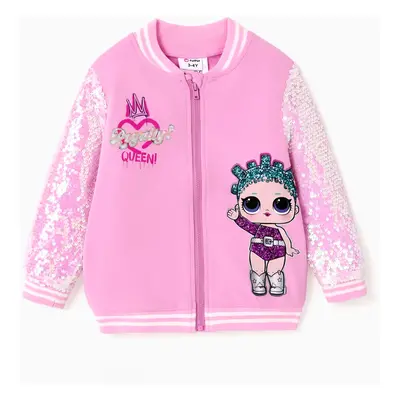 L.O.L. SURPRISE! Toddler/Kid Girl Character Print Sequin Sleeve Varsity Jacket