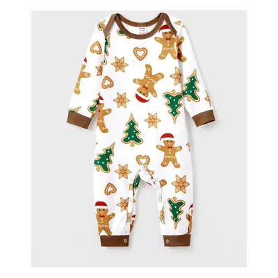 Christmas Family Matching Cartoon Gingerbread Man and Tree All-over Print Long-sleeve Pajamas Se